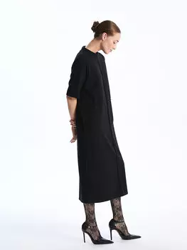 Простое женское платье с высоким воротником и короткими рукавами LCWAIKIKI Classic, новый черный