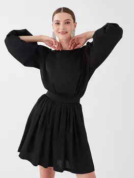 Простое женское вечернее платье с круглым вырезом LCWAIKIKI Classic