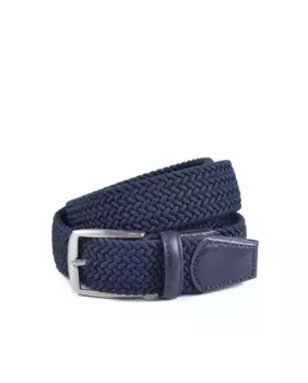 Простой эластичный плетеный мужской ремень Miguel Bellido, темно-синий
