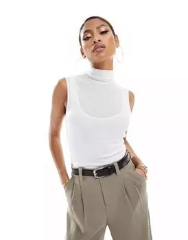 Простой белый полупрозрачный многослойный топ на бретелях и водолазке Abercrombie & Fitch