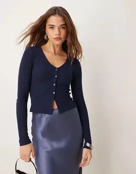 Простой кардиган с v-образным вырезом темно-синего цвета ASOS DESIGN