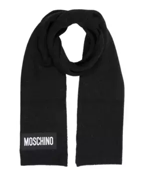 Простой кашемировый шарф с логотипом Moschino, черный