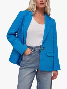 Простой льняной пиджак Whistles Petite Lucy, синий