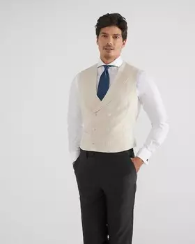 Простой мужской церемониальный костюм-жилет Silbon, бежевый