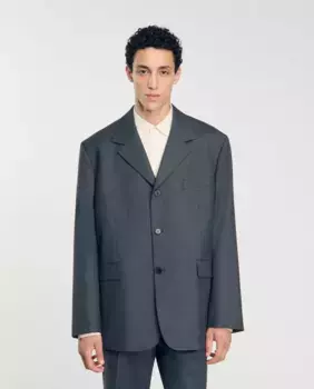 Простой мужской пиджак свободного покроя Sandro, серый