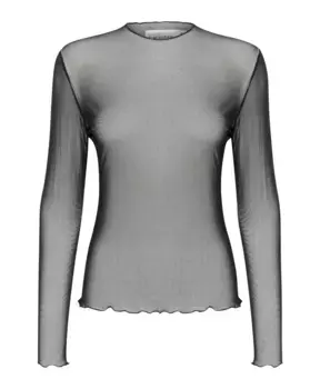 Простой сетчатый топ с длинными рукавами. Karen By Simonsen, черный