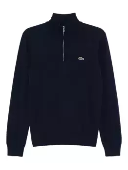 Простой свитер с высоким воротом-молнией Lacoste, синий