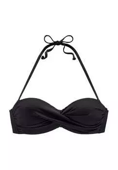 Простой топ бикини с бретелькой через шею и бандо Lascana, черный