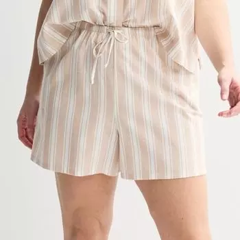 Просторные пижамные шорты из льняной ткани Sonoma Goods For Life, цвет beige stripe