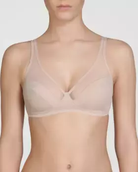 Просторный бюстгальтер большой вместимости без косточек с тюлем Dim, цвет Natural