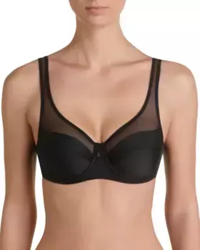 Просторный бюстгальтер на косточках большой вместимости с тюлем Dim, черный
