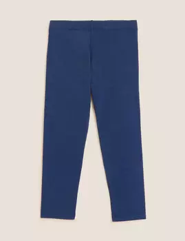 Простые леггинсы с высоким содержанием хлопка (2–7 лет) Marks & Spencer, темно-синий