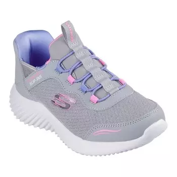 Простые милые туфли Skechers Slip-ins Bounder для девочек, цвет Gray Multi