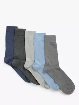 Простые мужские носки из хлопка с высоким содержанием хлопка John Lewis ANYDAY, серый/синий