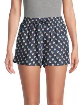 Простые шелковые шорты на шнуровке Theory Deep navy multi