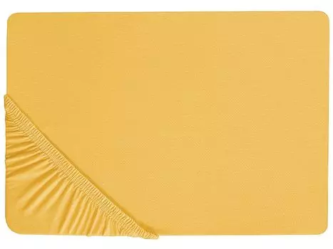 Простынь BELIANI горчично-желтый хлопок 180 х 200 см с высокой перемычкой, резинка, высота перемычки 30 см, современная для матраса, спальни, оборудования, аксессуаров
