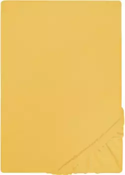 Простынь Biberna на подгонке" Лейла Джерси, простынь на подгонке по размеру. 90х200, 180х200 или 200х200 см", простыни из 100% хлопка, для высоты матраса до 22 см 90-100х190-200 см, 1 шт., цвет goldfarben