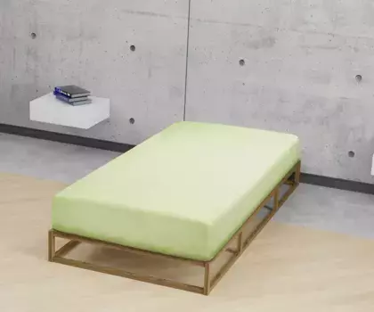 Простынь Biberna на подгонке "Marc в размере. 90х200, 140х200 или 180х200 см", из хлопка, для матрасов высотой до 22 см, плоская простыня, натяжная простыня 90-100х190-200 см, 1 шт., фисташковый