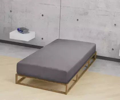 Простынь Biberna на подгонке "Marc в размере. 90х200, 140х200 или 180х200 см", из хлопка, для матрасов высотой до 22 см, плоская простыня, натяжная простыня 180-200х200 см, 1 шт., серый