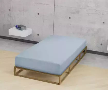 Простынь Biberna на подгонке "Marc в размере. 90х200, 140х200 или 180х200 см", из хлопка, для матрасов высотой до 22 см, плоская простыня, натяжная простыня 140-160х200 см, 1 шт., синий