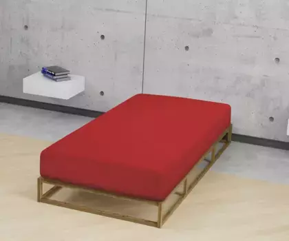 Простынь Biberna на подгонке "Marc в размере. 90х200, 140х200 или 180х200 см", из хлопка, для матрасов высотой до 22 см, плоская простыня, натяжная простыня 90-100х190-200 см, 1 шт., красный