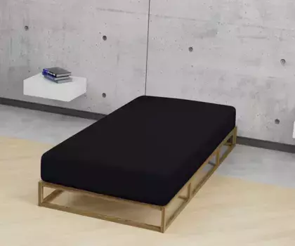 Простынь Biberna на подгонке "Marc в размере. 90х200, 140х200 или 180х200 см", из хлопка, для матрасов высотой до 22 см, плоская простыня, натяжная простыня 90-100х190-200 см, 1 шт., черный