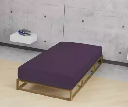 Простынь Biberna на подгонке " Thea в размере. 90х220, 140х220 или 180х220 см", из хлопка, для матрасов высотой до 25 см, простынь плоская, простыня на подгонке 120-130х200-220 см, 1 шт., темно-фиолетовый