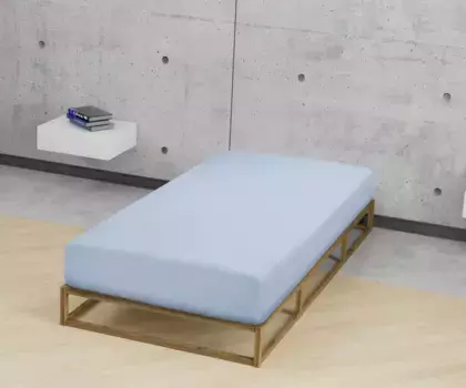 Простынь Biberna на подгонке " Thea в размере. 90х220, 140х220 или 180х220 см", из хлопка, для матрасов высотой до 25 см, простынь плоская, простыня на подгонке 90-100х190-220 см, 1 шт., цвет eisblau