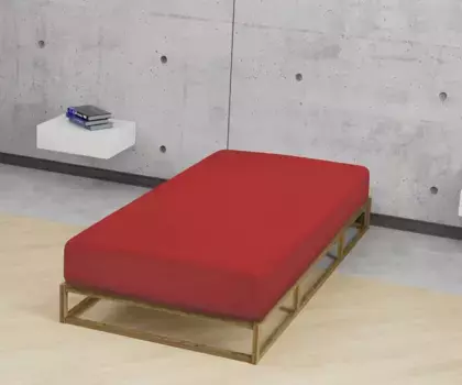 Простынь Biberna на подгонке " Thea в размере. 90х220, 140х220 или 180х220 см", из хлопка, для матрасов высотой до 25 см, простынь плоская, простыня на подгонке 180-200х200-220 см, 1 шт., красный