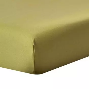 Простынь на подгонке Homescapes Fadendichte 1000, 120x1x190 см цвет olivgrn