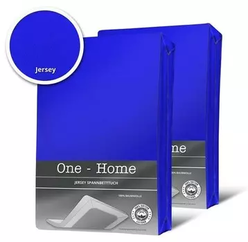 Простынь на подгонке One-Home Jersey blau 140x200 cm, 140x25x200 см, синий