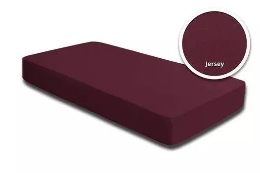 Простынь на подгонке One-Home Jersey bordeaux 90x200 cm, 90x25x200 см, красный