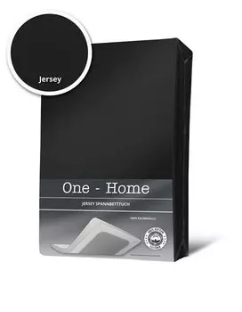 Простынь на подгонке One-Home Jersey schwarz 90x200 cm, 90x25x200 см, черный
