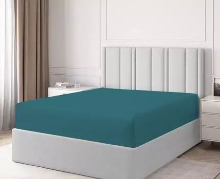 Простынь на резинке/плоская зеленая 160х200см+30см 100% хлопок