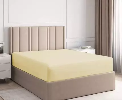 Простынь на резинке/плоская желтая 180х200см+30см 100% хлопок