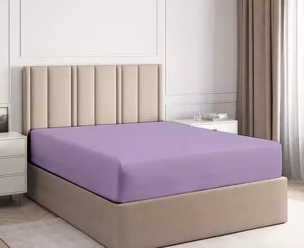 Простынь на резинке/простынь фиолетовая 180х200см+30см 100% хлопок