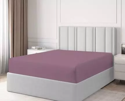 Простынь на резинке/простынь фиолетовый/фиолетовый 90х200см+30см 100% хлопок