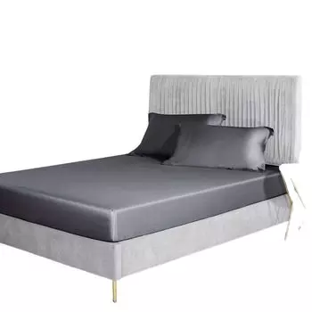 Простынь на резинке, сатин, шелк, пружинный матрас, гладкая, простыня ровная, шелк, простыня на резинке - SILKYFIT темно-серый 150 x 200 Mormark