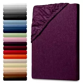 Простынь трикотажная 90-100х190-200см баклажан Julido