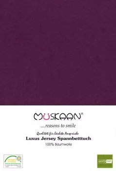 Простынь трикотажная приталенная 140х200 - 160х200 см баклажановый/фиолетовый - 100% хлопок Mskaan