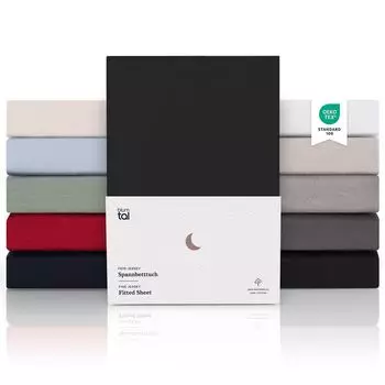 Простыни Blumtal Premium Jersey (комплект из 2 шт.) 90х200см - очень мягкая простыня на подгонке из 100% хлопка, высота матраса до 22см, цвет черный