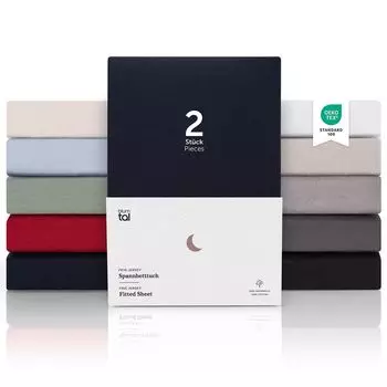 Простыни Blumtal Premium Jersey (комплект из 2 шт.) 140x200см - , очень мягкая простыня на подгонке из 100 % хлопка, высота матраса до 22 см, Темно-синий океан - Синий