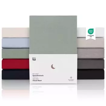 Простыни Blumtal Premium Jersey (комплект из 2 шт.) 180x200см - очень мягкая простыня на подгонке из 100% хлопка, высота матраса до 22см, Летний Зеленый - Зеленый