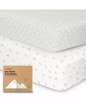 Простыни для детской кроватки, 2 шт., органические простыни для детской кроватки, стандартные простыни для детской кроватки KeaBabies, зеленый