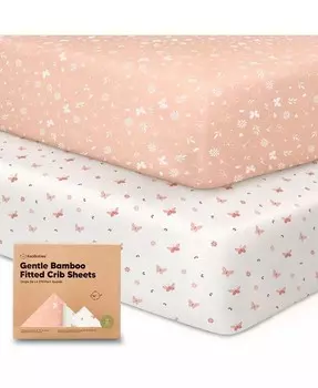 Простыни для детской кроватки, 2 шт., органические простыни для детской кроватки, стандартные простыни для детской кроватки KeaBabies, розовый