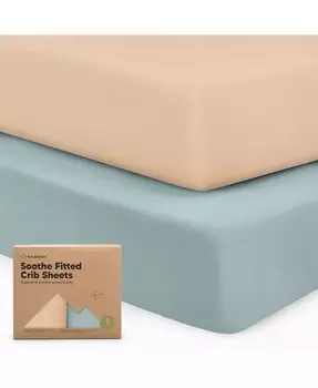 Простыни для детской кроватки Soothe, 2 шт. Нейтральные, органические простыни для детской кроватки, подходят для стандартного детского матраса KeaBabies, мультиколор