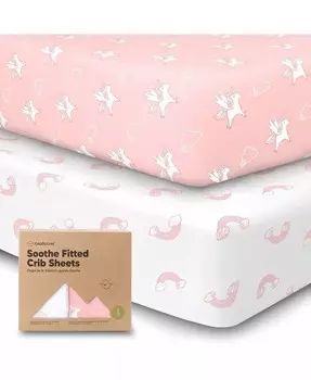 Простыни для детской кроватки Soothe, 2 шт. Нейтральные, органические простыни для детской кроватки, подходят для стандартного детского матраса KeaBabies, мультиколор