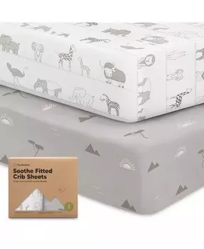Простыни для детской кроватки Soothe, 2 шт. Нейтральные, органические простыни для детской кроватки, подходят для стандартного детского матраса KeaBabies, мультиколор