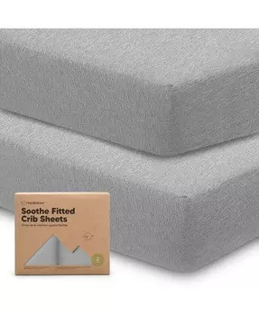 Простыни для детской кроватки Soothe, 2 шт. Нейтральные, органические простыни для детской кроватки, подходят для стандартного детского матраса KeaBabies, серый