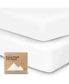 Простыни для детской кроватки Soothe, 2 шт. Нейтральные, органические простыни для детской кроватки, подходят для стандартного детского матраса KeaBabies, белый